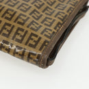 FENDI Zucchino Canvas Shoulder Bag Coated Canvas Brown Auth ti3502-15
