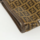 FENDI Zucchino Canvas Shoulder Bag Coated Canvas Brown Auth ti3502-16