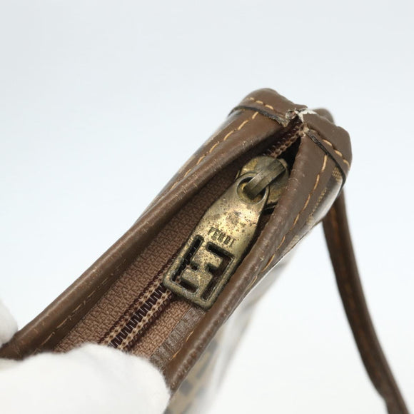 FENDI Zucchino Canvas Shoulder Bag Coated Canvas Brown Auth ti3502