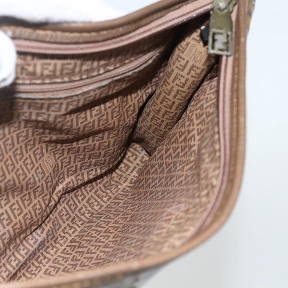 FENDI Zucchino Canvas Shoulder Bag Coated Canvas Brown Auth ti3502