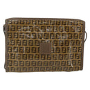 FENDI Zucchino Canvas Shoulder Bag Coated Canvas Brown Auth ti3502-13