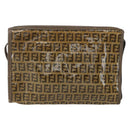 FENDI Zucchino Canvas Shoulder Bag Coated Canvas Brown Auth ti3502-2