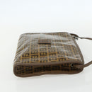 FENDI Zucchino Canvas Shoulder Bag Coated Canvas Brown Auth ti3502-4
