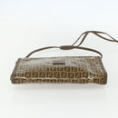 FENDI Zucchino Canvas Shoulder Bag Coated Canvas Brown Auth ti3502-5