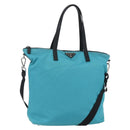 PRADA Tote Bag Nylon 2way Turquoise Blue Silver Auth ti3503-1