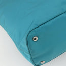 PRADA Tote Bag Nylon 2way Turquoise Blue Silver Auth ti3503-16