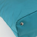 PRADA Tote Bag Nylon 2way Turquoise Blue Silver Auth ti3503-18