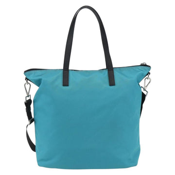 PRADA Tote Bag Nylon 2way Turquoise Blue Silver Auth ti3503 - 0
