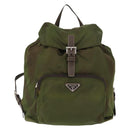 PRADA Backpack Nylon Khaki Silver Auth ti3504-2
