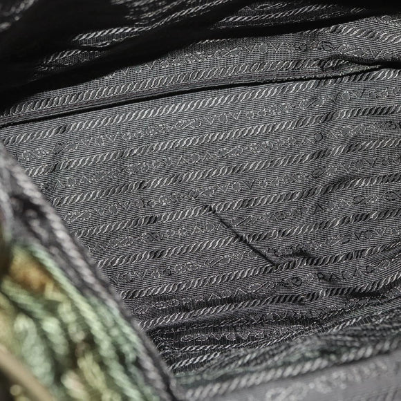 PRADA Backpack Nylon Khaki Silver Auth ti3504