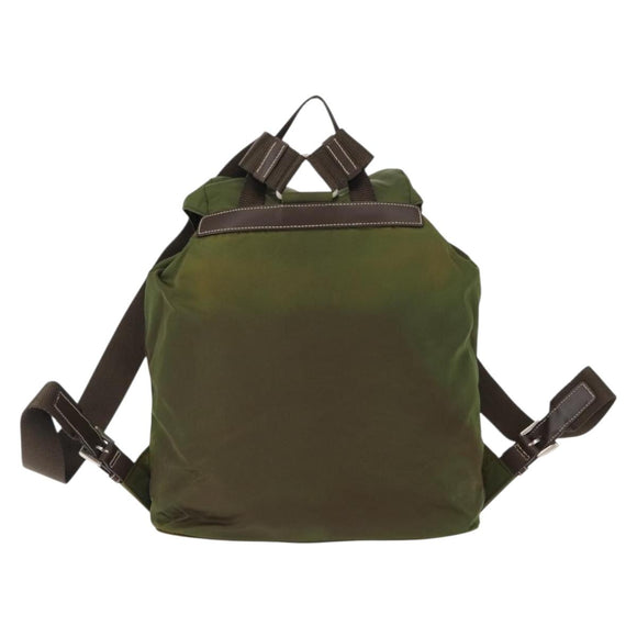 PRADA Backpack Nylon Khaki Silver Auth ti3504