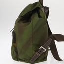 PRADA Backpack Nylon Khaki Silver Auth ti3504-4