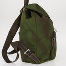 PRADA Backpack Nylon Khaki Silver Auth ti3504-5