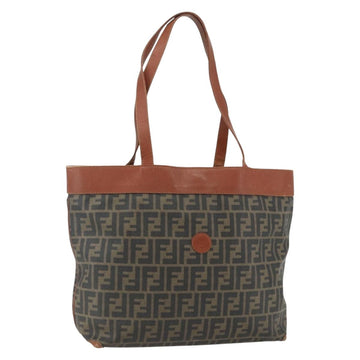 FENDI Zucca Canvas Tote Bag PVC Black Brown Auth ti3505