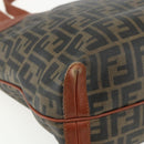 FENDI Zucca Canvas Tote Bag PVC Black Brown Auth ti3505-16