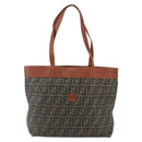 FENDI Zucca Canvas Tote Bag PVC Black Brown Auth ti3505-13