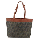 FENDI Zucca Canvas Tote Bag PVC Black Brown Auth ti3505-2