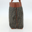 FENDI Zucca Canvas Tote Bag PVC Black Brown Auth ti3505-3