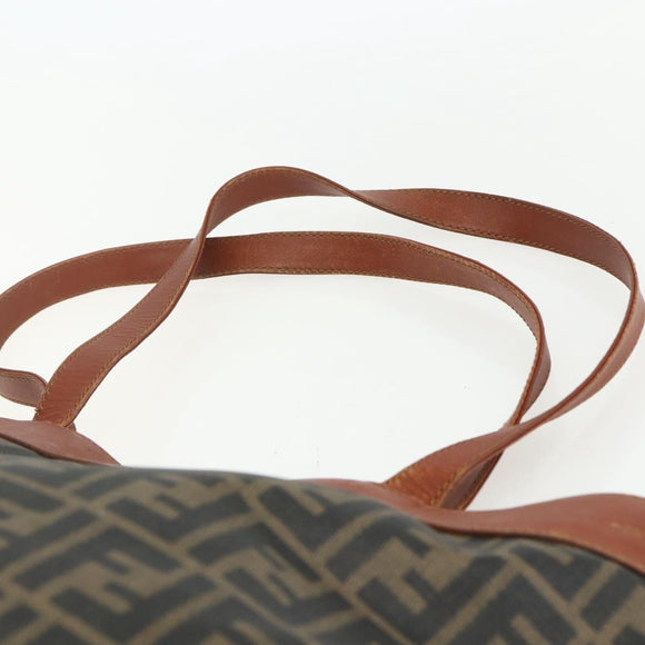 FENDI Zucca Canvas Tote Bag PVC Black Brown Auth ti3505