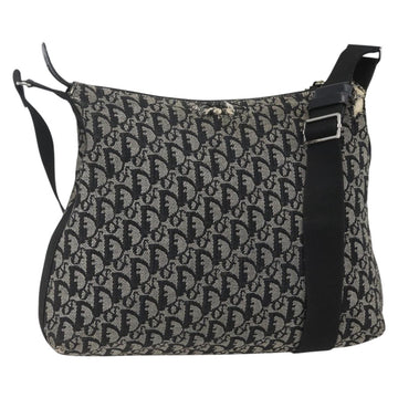 Christian Dior Trotter Canvas Shoulder Bag Black Silver Auth ti3506