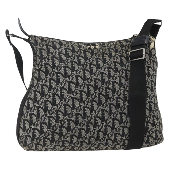 Christian Dior Trotter Canvas Shoulder Bag Black Silver Auth ti3506