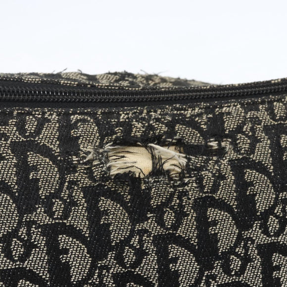 Christian Dior Trotter Canvas Shoulder Bag Black Silver Auth ti3506