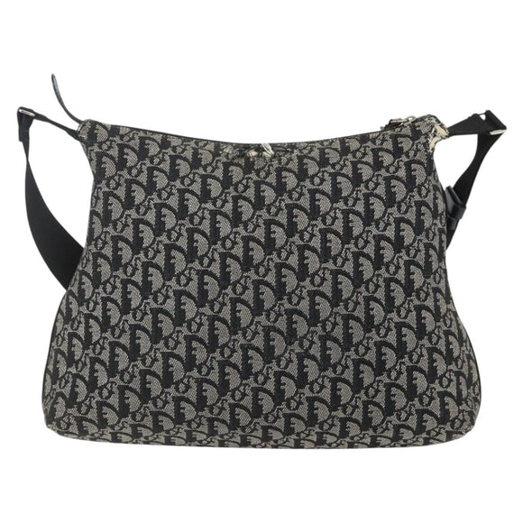 Christian Dior Trotter Canvas Shoulder Bag Black Silver Auth ti3506