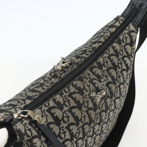 Christian Dior Trotter Canvas Shoulder Bag Black Silver Auth ti3506