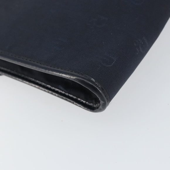 Christian Dior Chain Shoulder Bag Canvas Navy Gold Auth ti3507