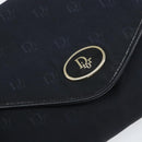 Christian Dior Chain Shoulder Bag Canvas Navy Gold Auth ti3507-14