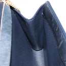 Christian Dior Chain Shoulder Bag Canvas Navy Gold Auth ti3507-20