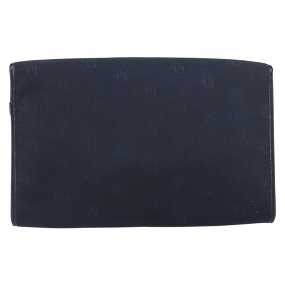 Christian Dior Chain Shoulder Bag Canvas Navy Gold Auth ti3507