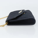 Christian Dior Chain Shoulder Bag Canvas Navy Gold Auth ti3507-5