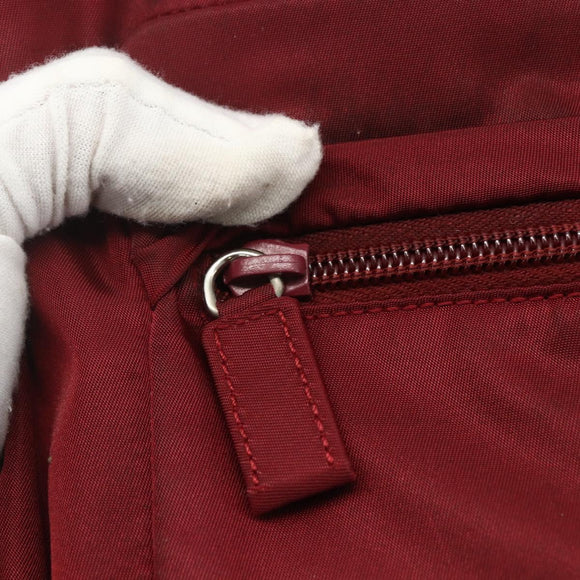 PRADA Sports Tote Bag Nylon Red Silver Auth ti3508