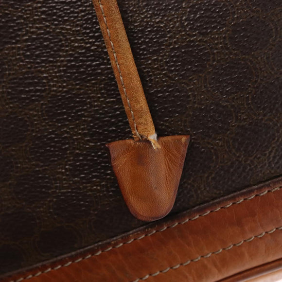 CELINE Macadam Canvas Shoulder Bag PVC Leather Brown Gold Auth ti3510