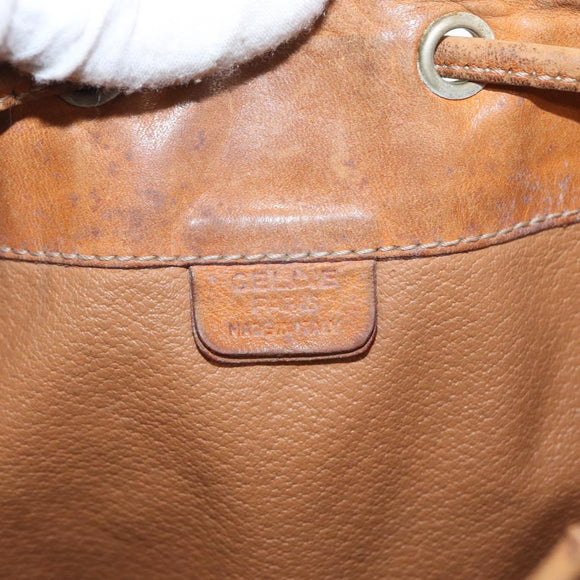 CELINE Macadam Canvas Shoulder Bag PVC Leather Brown Gold Auth ti3510