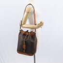 CELINE Macadam Canvas Shoulder Bag PVC Leather Brown Gold Auth ti3510-24