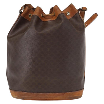 CELINE Macadam Canvas Shoulder Bag PVC Leather Brown Gold Auth ti3510 - 0