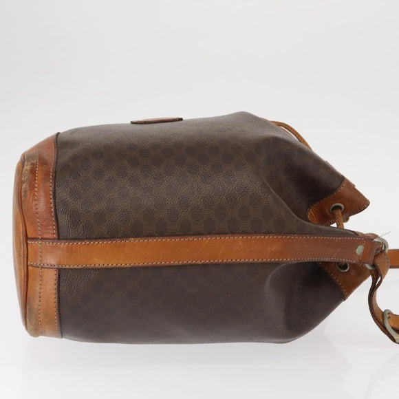 CELINE Macadam Canvas Shoulder Bag PVC Leather Brown Gold Auth ti3510