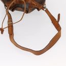 CELINE Macadam Canvas Shoulder Bag PVC Leather Brown Gold Auth ti3510-7