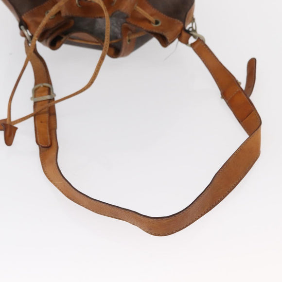 CELINE Macadam Canvas Shoulder Bag PVC Leather Brown Gold Auth ti3510