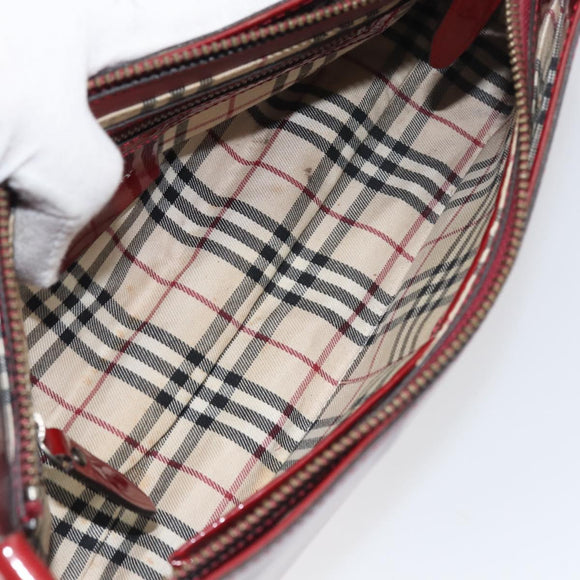 BURBERRY Shoulder Bag Patent leather Red Auth ti3511