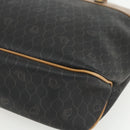 Christian Dior Honeycomb Canvas Tote Bag PVC Black Brown gold Auth ti3512-10