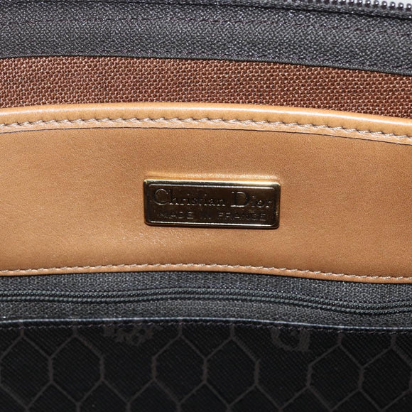 Christian Dior Honeycomb Canvas Tote Bag PVC Black Brown gold Auth ti3512