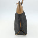 Christian Dior Honeycomb Canvas Tote Bag PVC Black Brown gold Auth ti3512-4