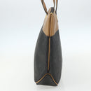 Christian Dior Honeycomb Canvas Tote Bag PVC Black Brown gold Auth ti3512-5