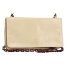 PRADA Chain Shoulder Bag Leather plastic Beige Auth ti3513-1