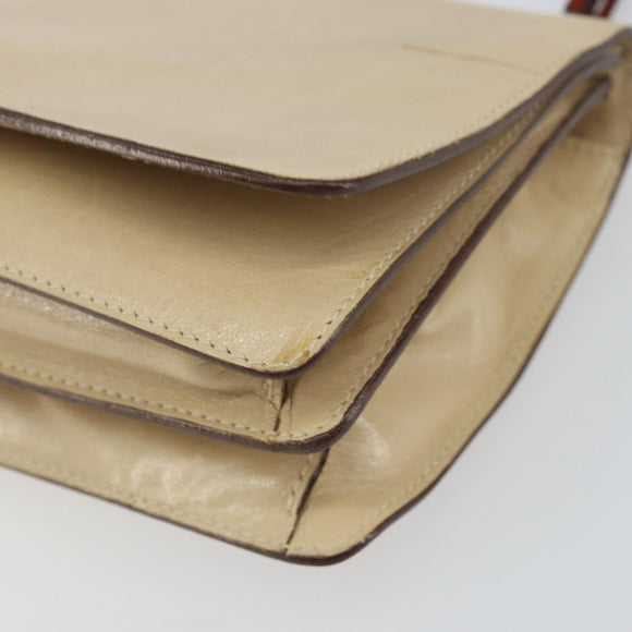 PRADA Chain Shoulder Bag Leather plastic Beige Auth ti3513