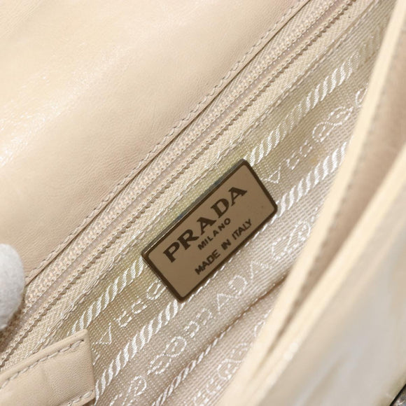 PRADA Chain Shoulder Bag Leather plastic Beige Auth ti3513