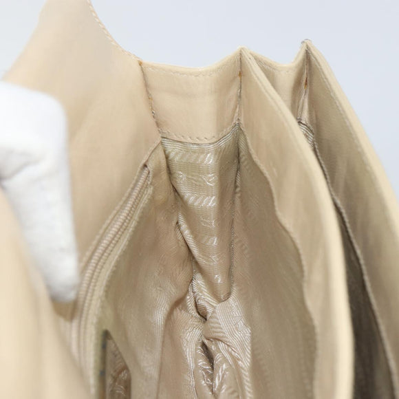 PRADA Chain Shoulder Bag Leather plastic Beige Auth ti3513